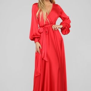 Red Floor Length Dress